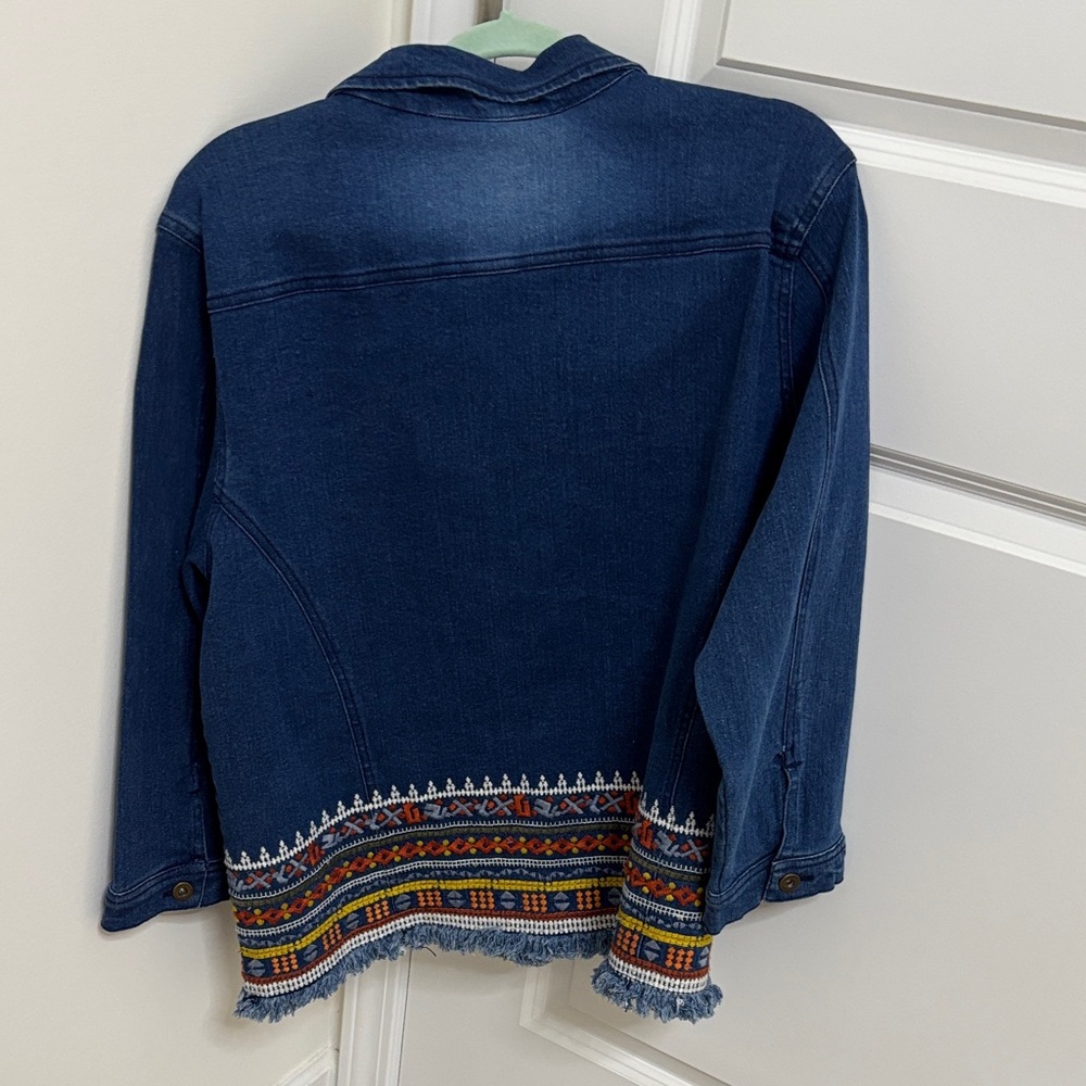 Multiples Dark Blue Jean Jacket with Colorful Trim - image 6